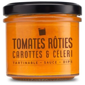 Tartinade tomates rôties carottes et céleri du local en bocal